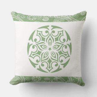Coussin CERCLE TRIBAL Vert Sage Lève Rétro