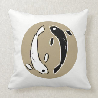 Coussin Cercle Yin et Yang nageant des poissons de Koi -