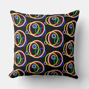 Coussin Cercles Abstraits Multicolores Modernes sur Fond N