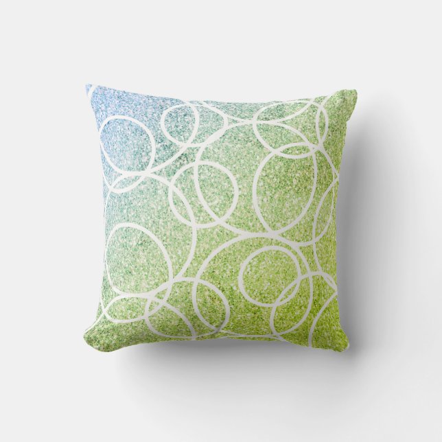 Coussin Cercles blancs géométriques Parties scintillant ve (Recto)