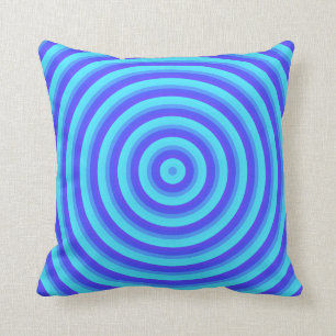 Coussin Cercles bleus de néon psychédélique