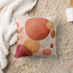 Coussin Cercles Boho Abstraits /Terracotta chaude
