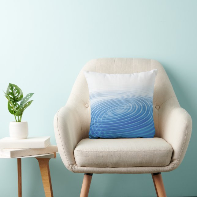 Coussin Cercles concentrés Abstraits des vagues bleues coo (Chaise)