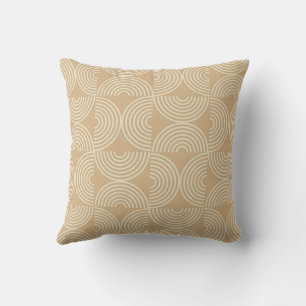 Coussin Cercles concentriques de milieu de siècle sur tan 