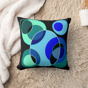 Coussin Cercles croisés bleus et verts