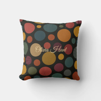 Coussin Cercles de couleur terne à nom personnalisé