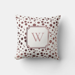 Coussin Cercles de Faux Rose Gold avec Monogramme sur Fond