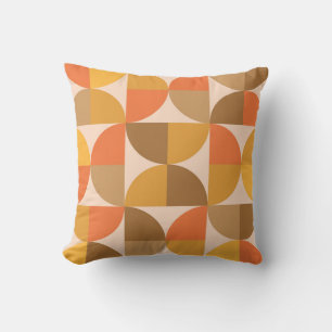 Coussin Cercles demi orange et marron du milieu du siècle