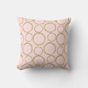 Coussin Cercles dorés et rose timide Moderne Tendance Mod