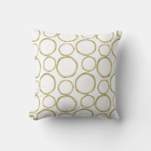 Coussin Cercles Dorés Sur Fond Blanc Moderne Chic