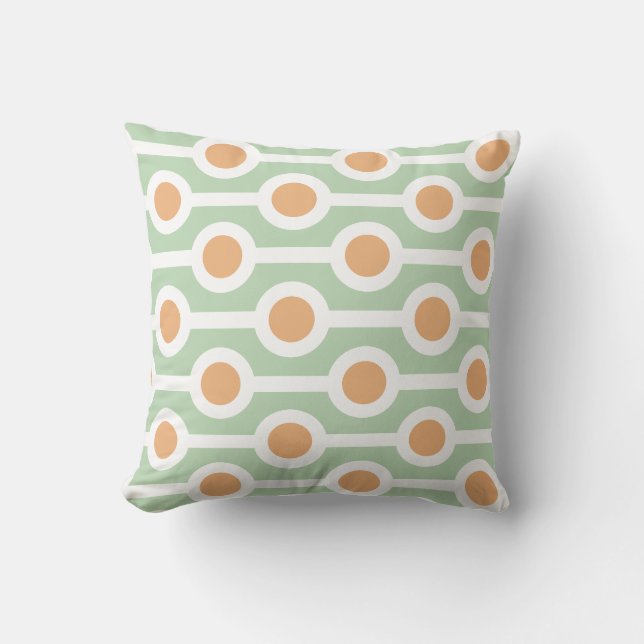Coussin Cercles et rayures modernes sur vert clair (Recto)