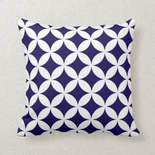 Coussin Cercles géométriques classiques dans le bleu et 