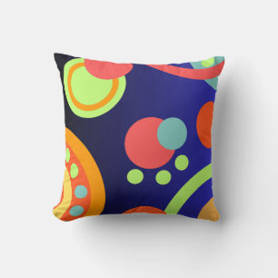 Coussin Cercles modernes Abstraits points bleu orange vert