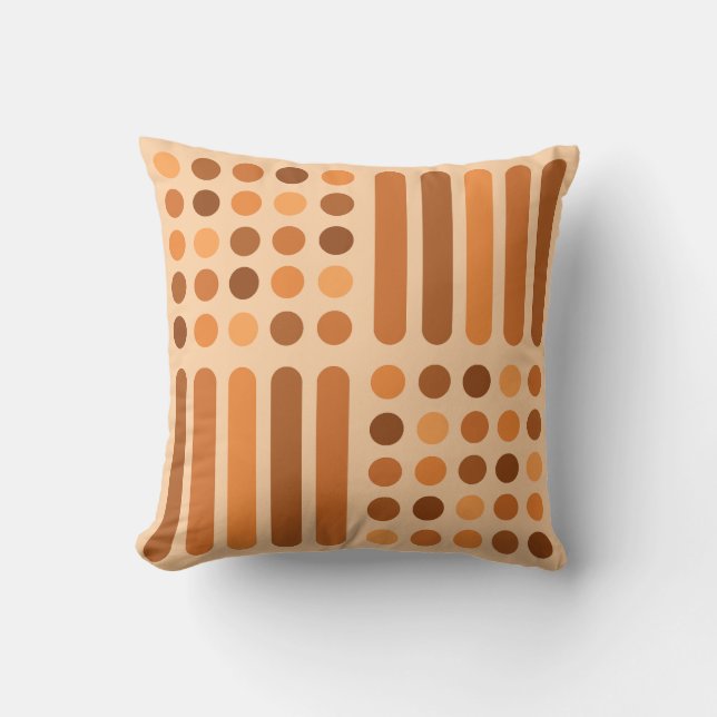Coussin Cercles modernes du milieu du siècle Lignes orange (Recto)