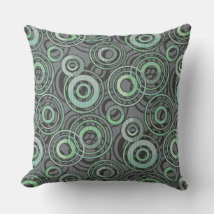 Coussin Cercles motifs rétro anneaux gris vert