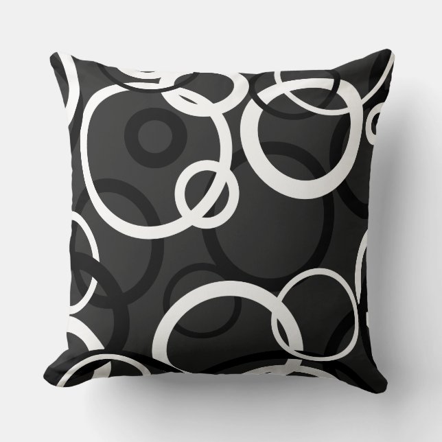 Coussin Cercles noirs, blancs et gris (Recto)