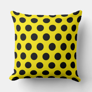 Coussin Cercles noirs sur Arrière - plan jaune