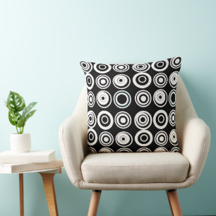 Coussin Cercles rétrogrades Noir Blanc