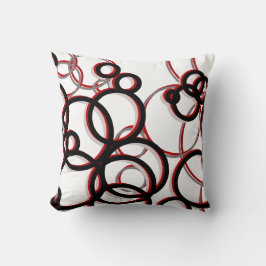 Coussin Cercles rouges noirs et gris