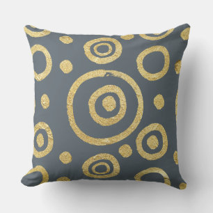 Coussin Cercles texturés gris et or Motif