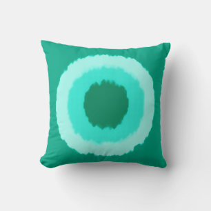 Coussin Cercles tribaux modernes de batik - turquoise et a