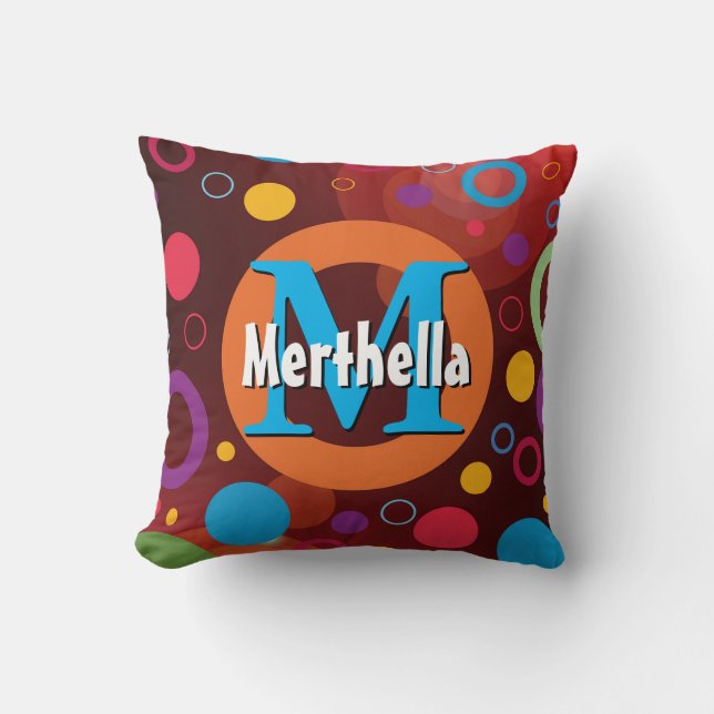 Coussin Cercles vibrants Anneaux Rétro Personnalisé (Recto)