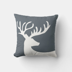 Coussin Cerf blanc sur gris