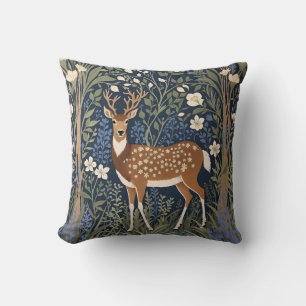 Coussin Cerf Dans La Forêt Bluebell William Morris Inspiré