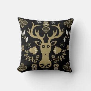 Coussin Cerf d'art populaire scandinave