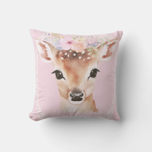Coussin Cerf de Bébé doux avec couronne de fleurs Pépini