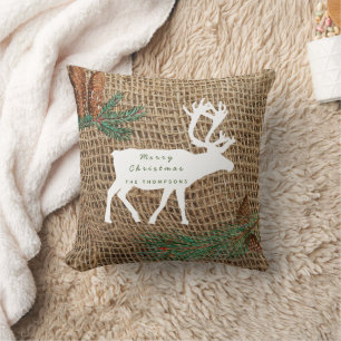 Coussin Cerf de la forêt de pins rustiques