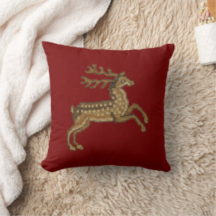 Coussin Cerf de la Renaissance en rouge