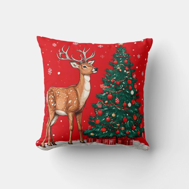 Coussin Cerf de Noël (Recto)