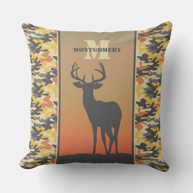Coussin Cerf de Virginie et camouflage (Recto)
