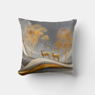 Coussin ✨Cerf doré élégant - Art de luxe inspiré de la nat