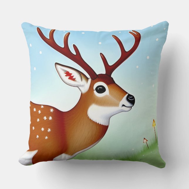 Coussin Cerf en hiver Wonderland (Recto)