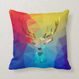Coussin Cerf et arrière - plan géométrique coloré