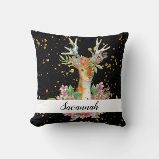 Coussin Cerf floral personnalisé