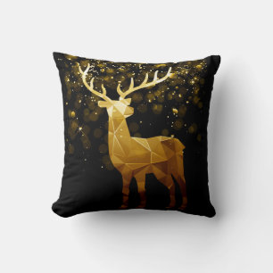 Coussin Cerf géométrique polygone d'or