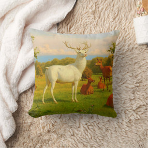 Coussin Cerf White Stag Champ Libre Nature Faune