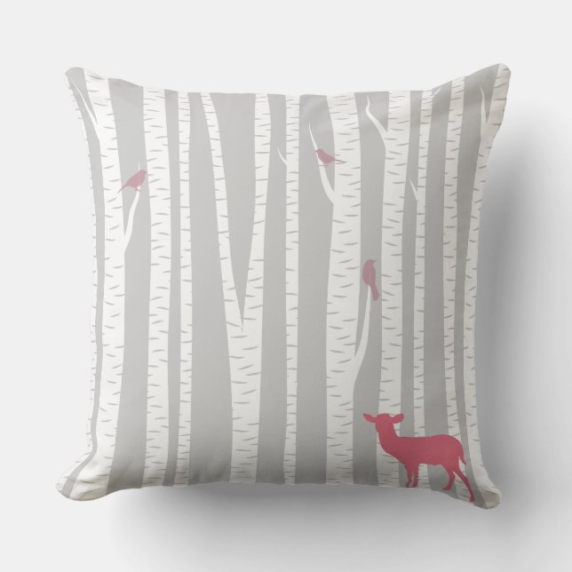 Coussin Cerfs communs avec des arbres (Recto)