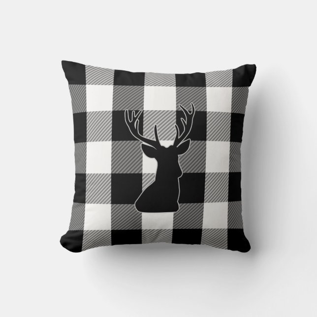 Coussin Cerfs communs rustiques de plaid du blanc | de (Recto)