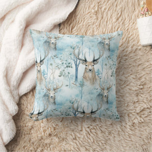 Coussin Cerfs de la forêt aquarelle d'hiver (2)