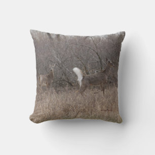 Coussin Cerfs de Virginie mâles au printemps D1