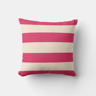 Coussin Cerise Rose et Rayures Blanc Antique