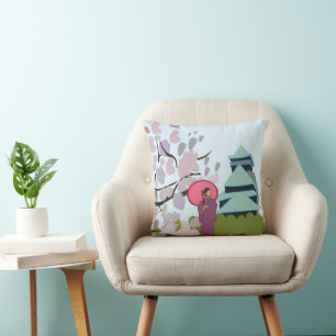 Coussin Cerisier en Fleur Geisha Kimono Japon