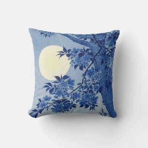 Coussin Cerisier en fleurs par une nuit au clair de lune p