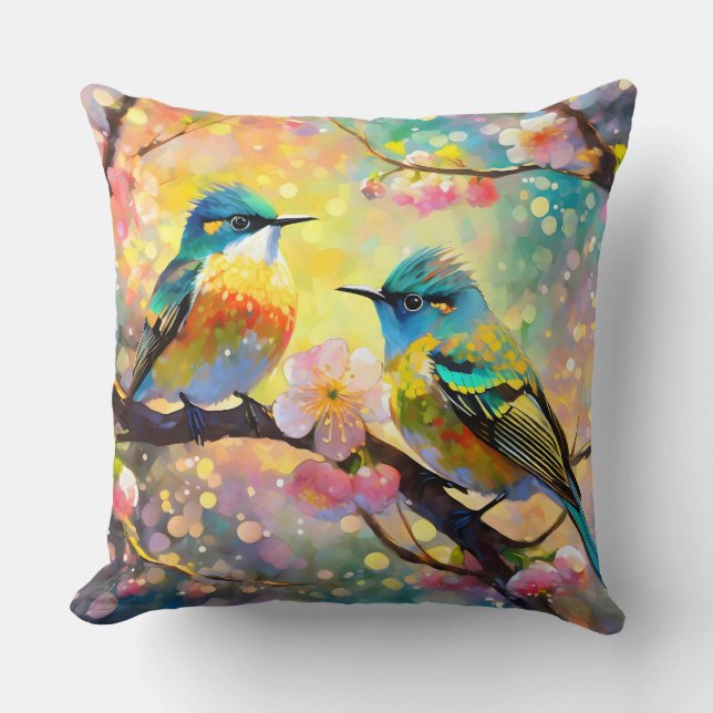Coussin Cerisier Imaginaire Sunrise Songbirds (Recto)
