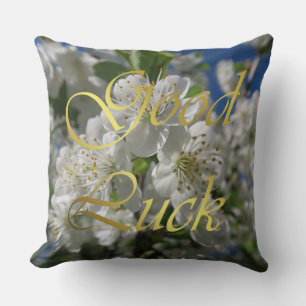 Coussin cerisiers blancs fleuris au printemps contre ciel 