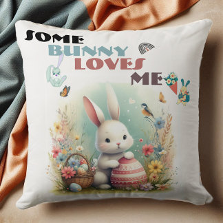 Coussin Certains Bunny M'Aime Floral Oeufs De Pâques Panie